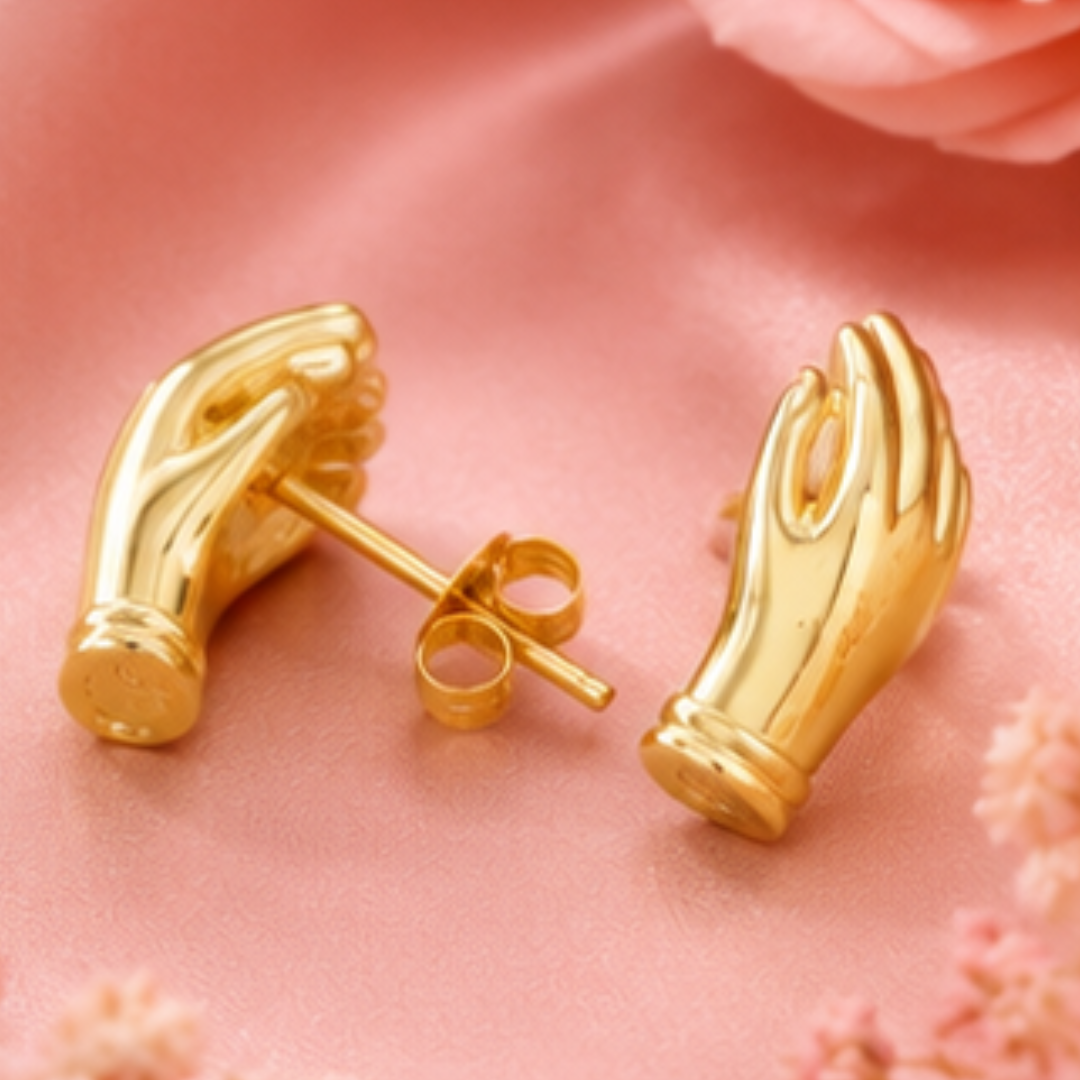18Kt Gold Platted Hand Studs Earring