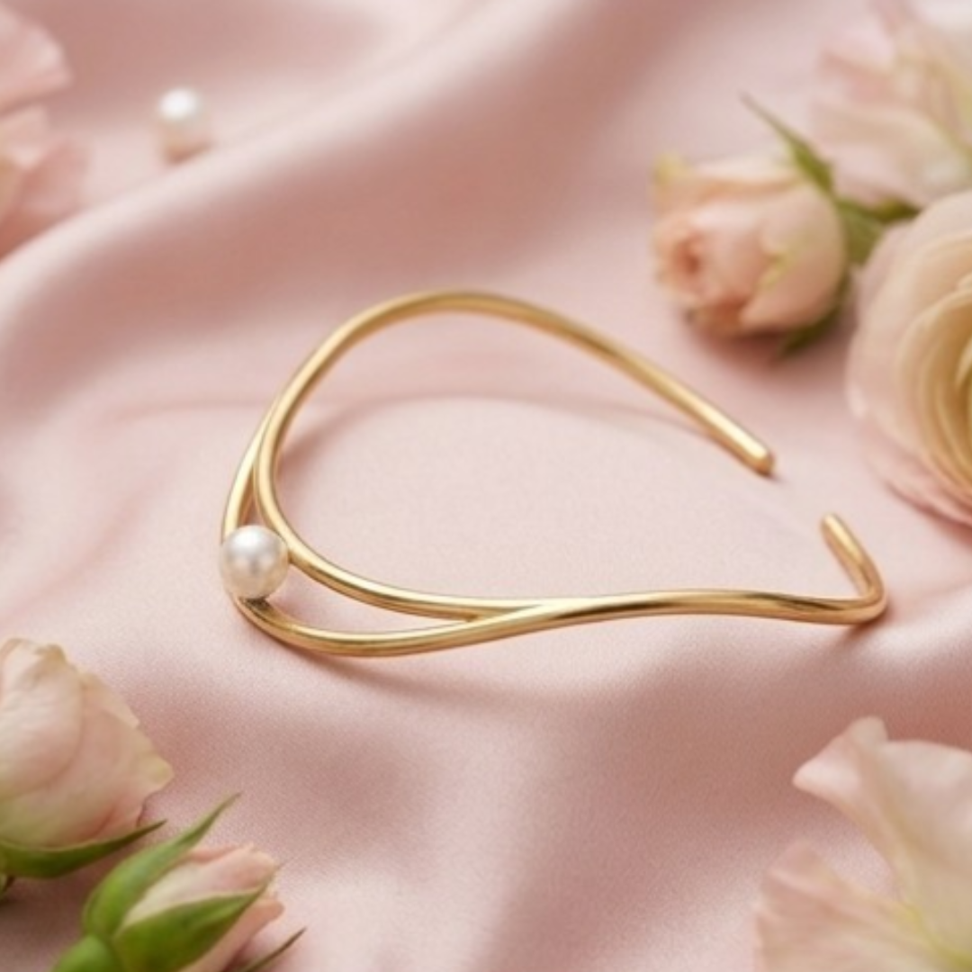 18 Kt Gold Platted Pearl Collar Anklet