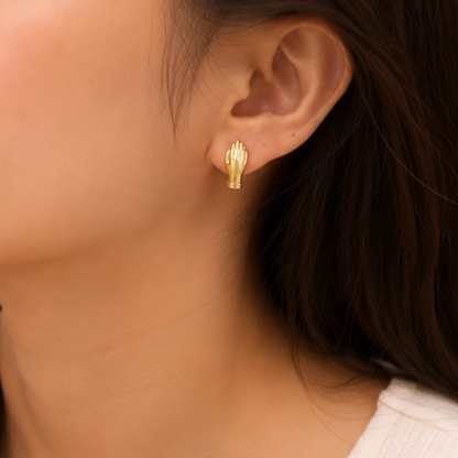 18Kt Gold Platted Hand Studs Earring