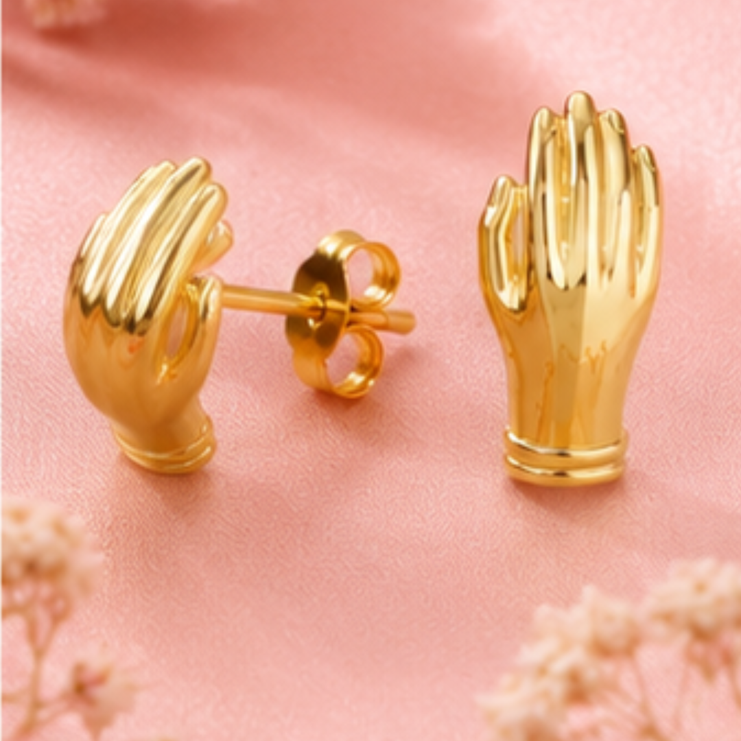 18Kt Gold Platted Hand Studs Earring