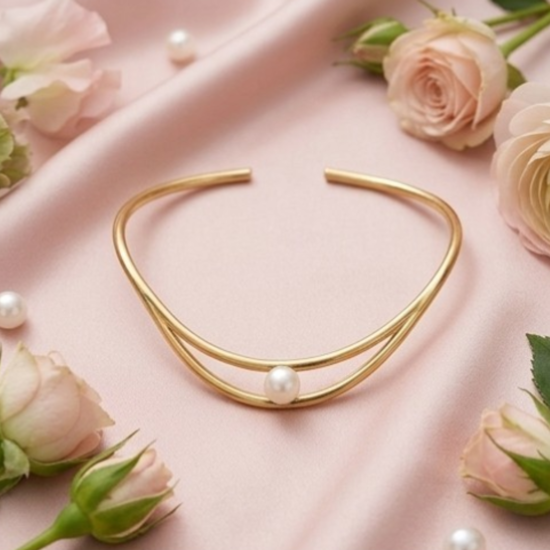 18 Kt Gold Platted Pearl Collar Anklet