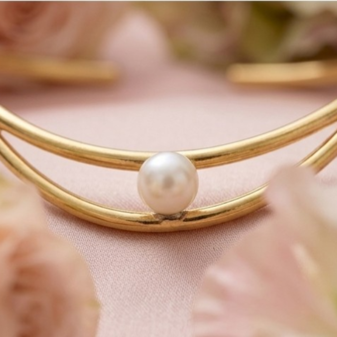 18 Kt Gold Platted Pearl Collar Anklet
