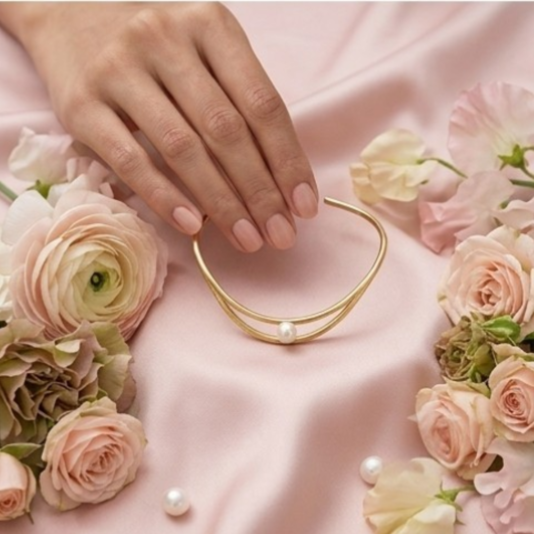 18 Kt Gold Platted Pearl Collar Anklet