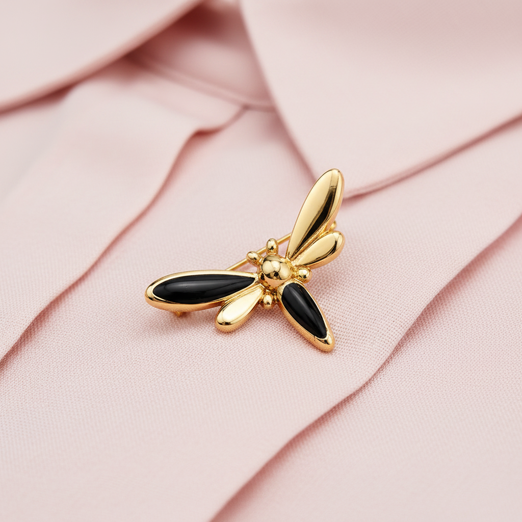 Golden Dragonfly Lapel Brooch Pin