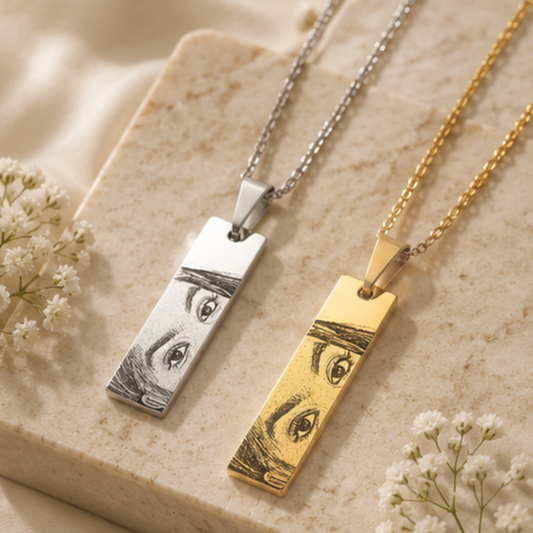Custom Eye Engraved Bar Pendant – A Memory You Can Wear Forever