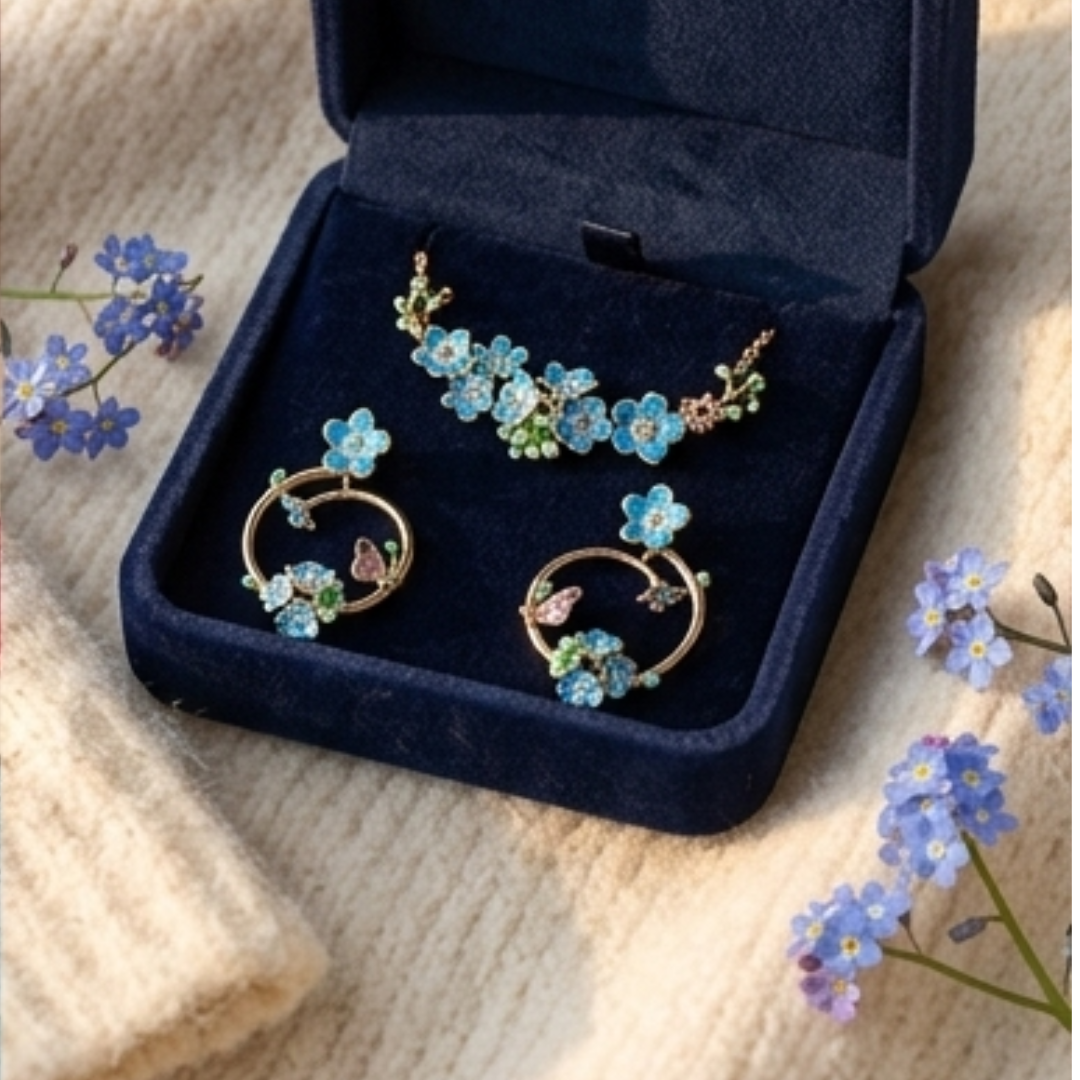 The Spring Garden Enamel Hoop & Necklace Set