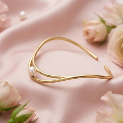 18 Kt Gold Platted Pearl Collar Anklet