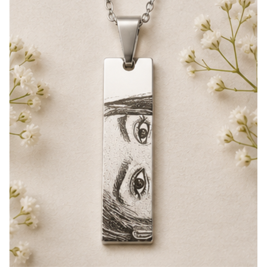 Custom Eye Engraved Bar Pendant – A Memory You Can Wear Forever