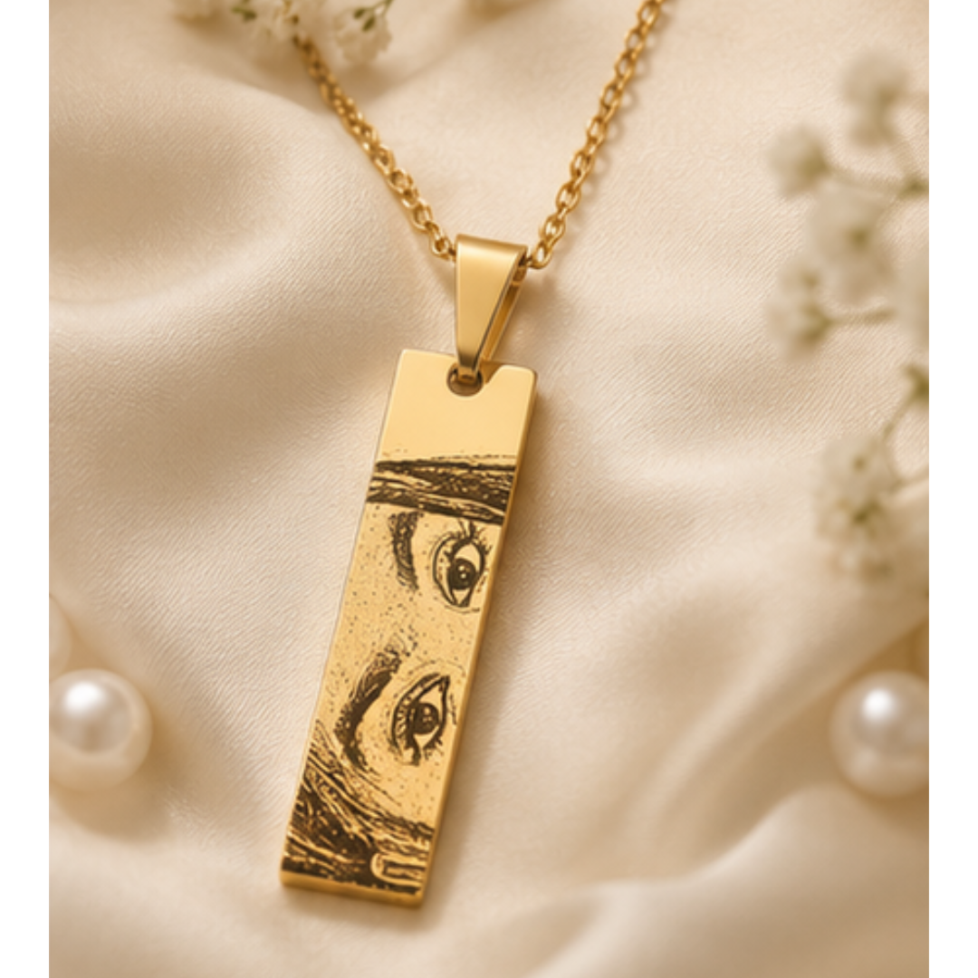 Custom Eye Engraved Bar Pendant – A Memory You Can Wear Forever