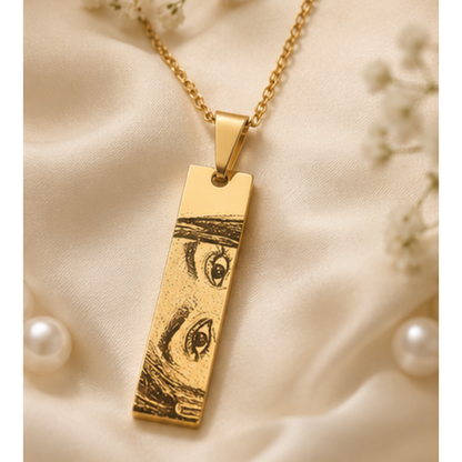 Custom Eye Engraved Bar Pendant – A Memory You Can Wear Forever