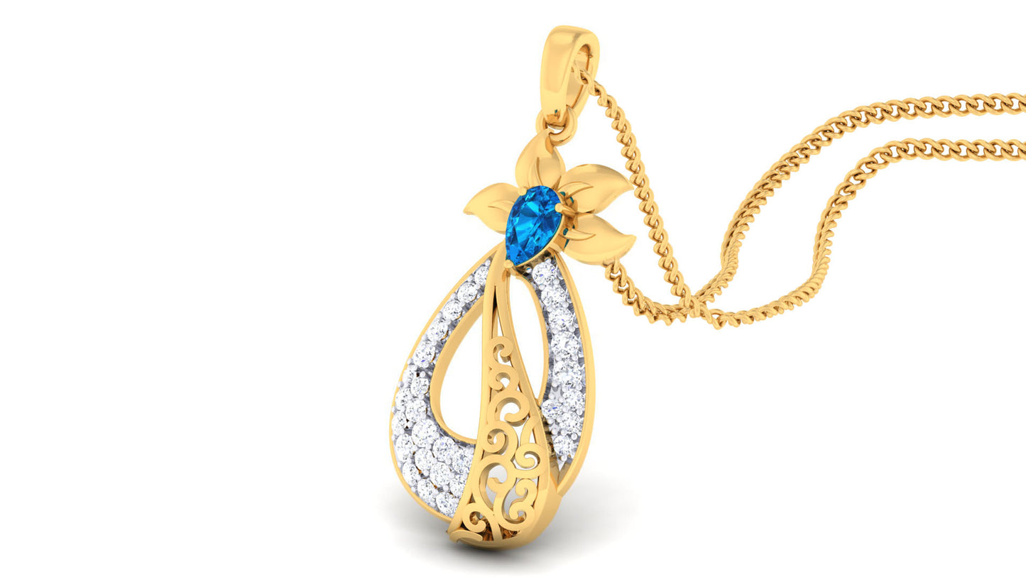Sapphire Petal Drop Pendant