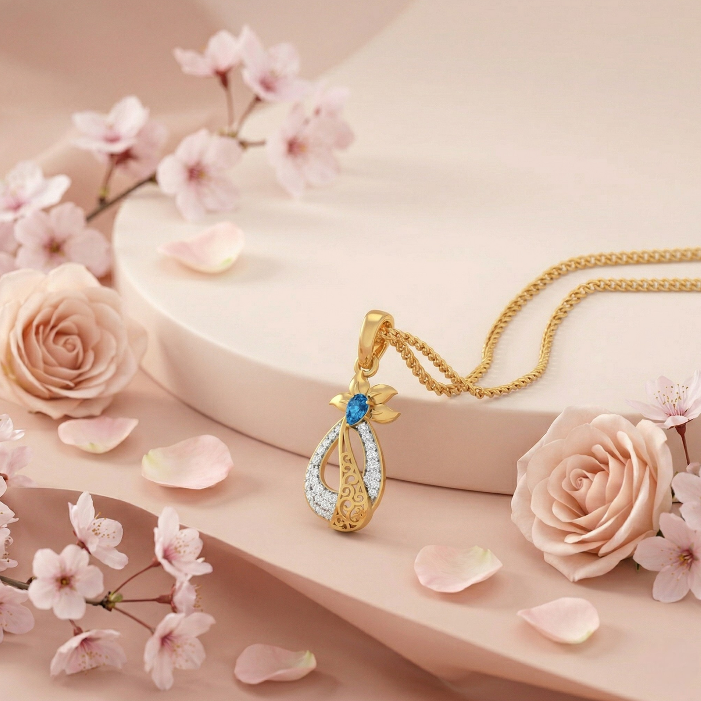 Sapphire Petal Drop Pendant