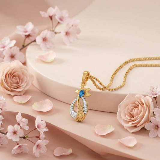 Sapphire Petal Drop Pendant
